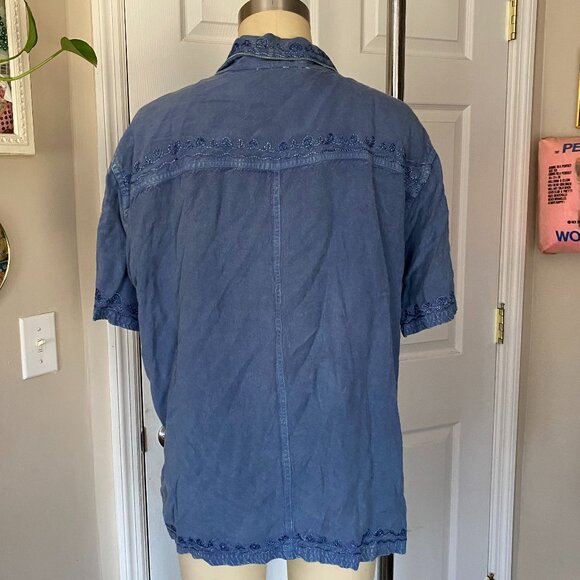 VINTAGE 1990s SMART CC Blue Denim Wash Classic Button Down Shirt *X-LARGE* - Picture 4 of 5